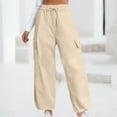 thumbnail image 1 of lulshou Plus Size Cargo Pants for Women Vintage Workwear High-Waisted Thin Loose Lengthened Straight Leg Work PantsTrousers, 1 of 5