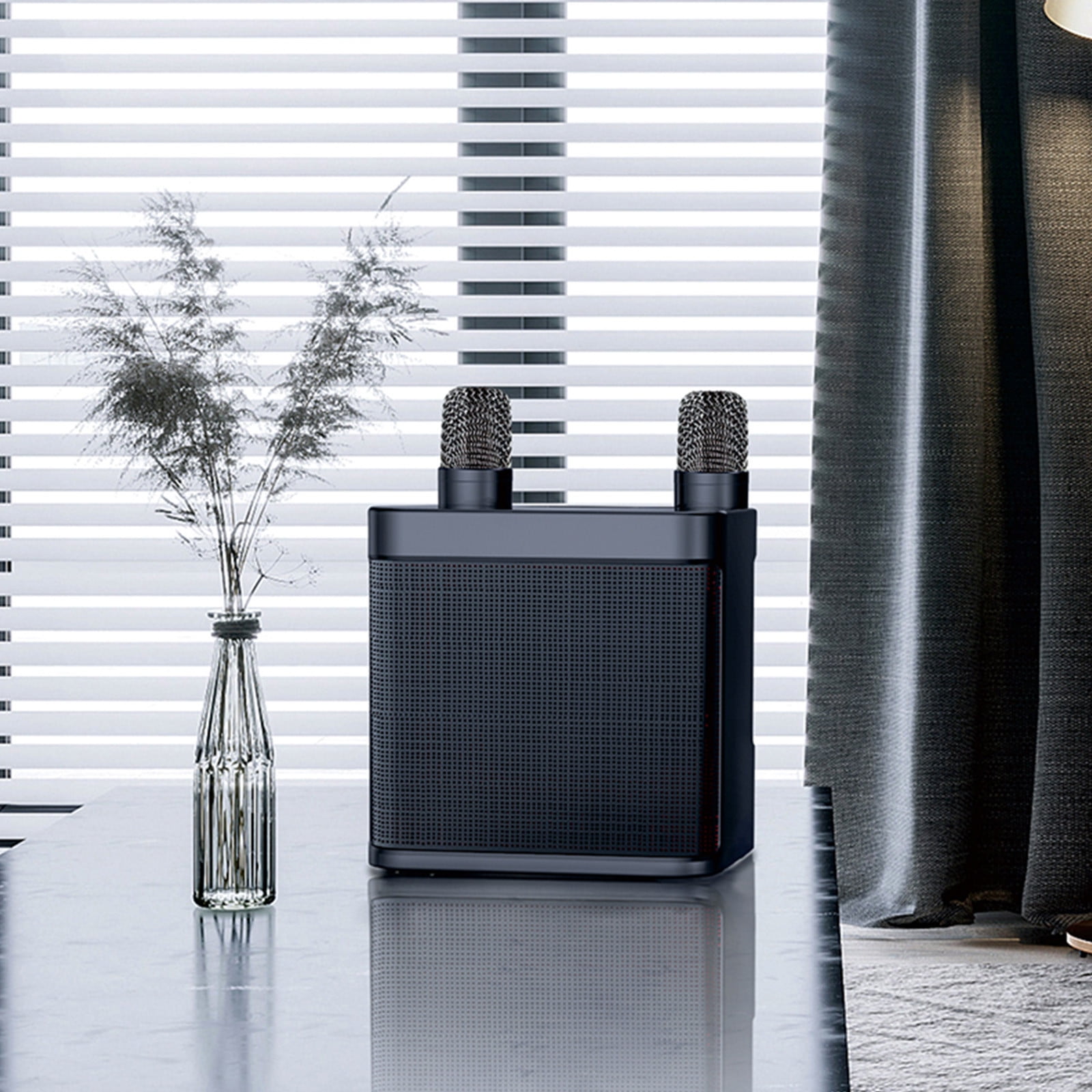 lulshou Portable Speaker, Bluetooth Speaker Home Audio Karaoke Machine with 2 Wireless Microphones, 3000mAh Portable Microphone Speaker Set, Bluetooth 5.0 Rechargeable PA System Stage Subwoofer