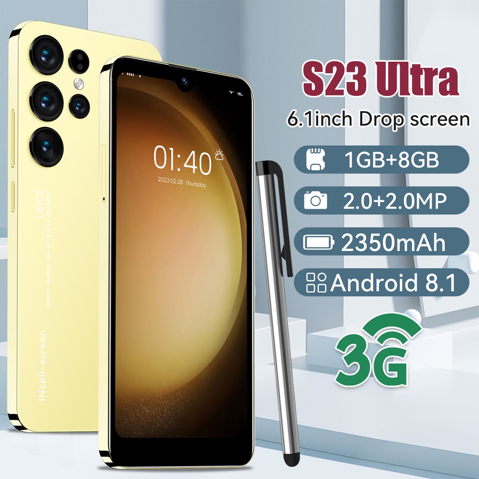 lulshou S23 Ultra Android Smartphone 6.1-inch HD Dual Standby Card Slot  1+8G Memory Support Extension 128g 