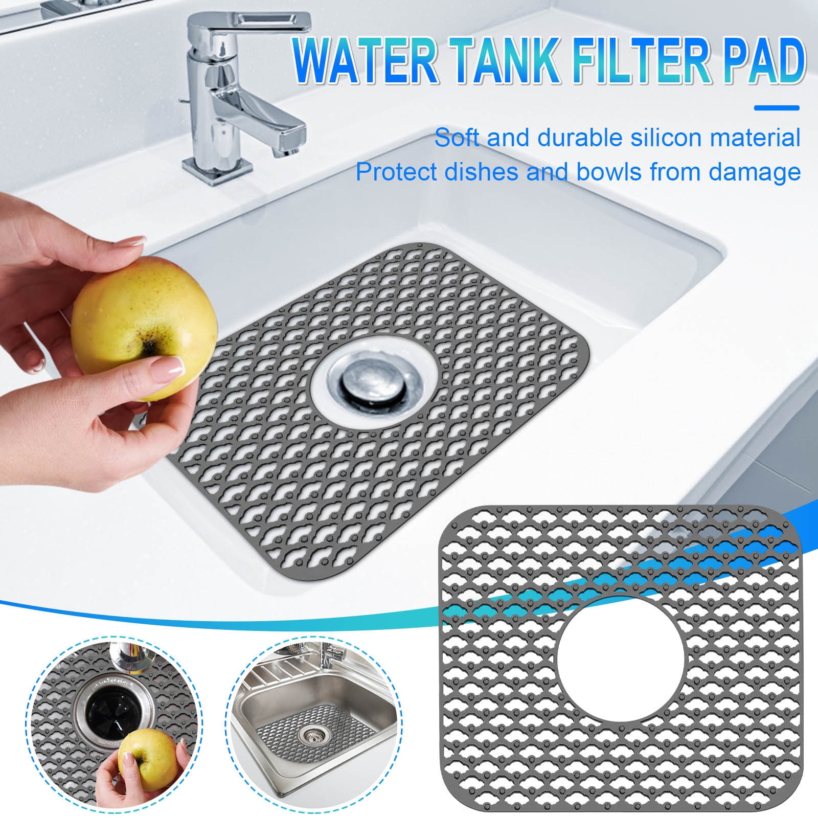 lulshou Silicone Sink Mat Rear Kitchen Sink Protector Accessory Folding