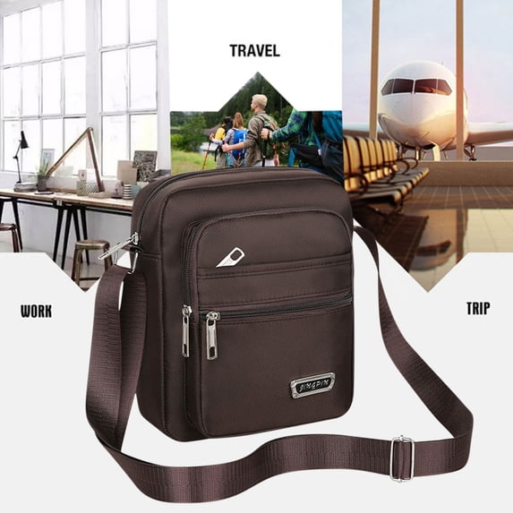 lulshou Sling Bag Six Layer Zipper Single Shoulder Messenger Bag Business Bag Wallet