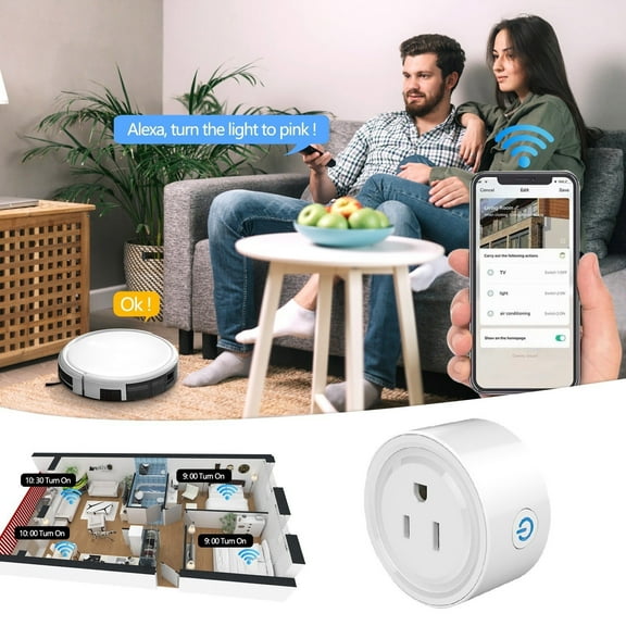 lulshou Smart Socket US Standard Wifi Version Mobile APP Control Voice Control Wirelessly Control Your Lights and Appliances