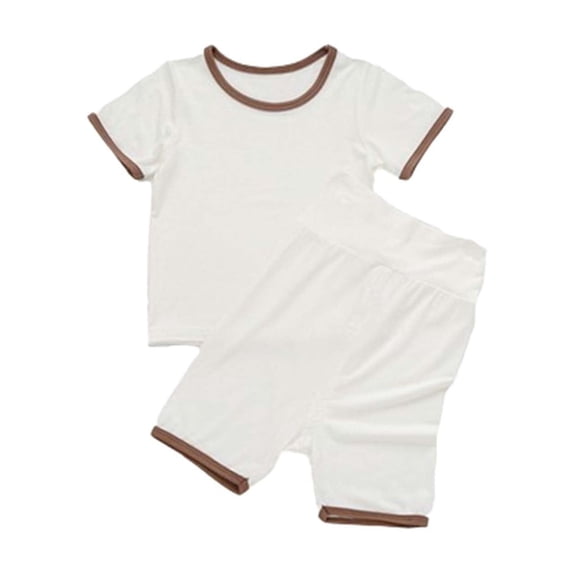 lulshou Summer Sets for Kids 2025 Baby Summer Solid Color Short Sleeve Shorts Set for Baby Boys and Girls White