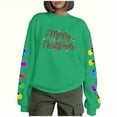 thumbnail image 1 of lulshou Sweatshirt for Women Christmas "Merry Christmas" Print Sweatshirt Fleece Crewneck Pullover Cozy Long Sleeve Casual Top, Green, S, 1 of 9