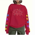thumbnail image 1 of lulshou Sweatshirt for Women Christmas "Merry Christmas" Print Sweatshirt Fleece Crewneck Pullover Cozy Long Sleeve Casual Top, Red, L, 1 of 9