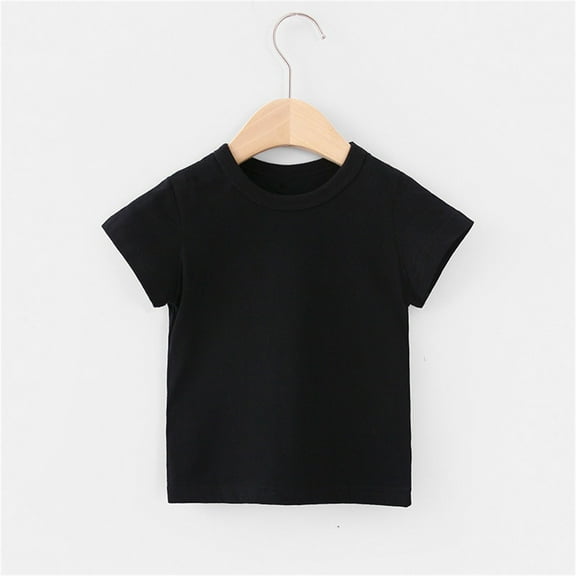 lulshou Toddler Baby Boys Girls T-Shirts Comfortable Solid Color Short Sleeve Cotton T-shirt Top Summer Crew Neck Tees (12-18Months)