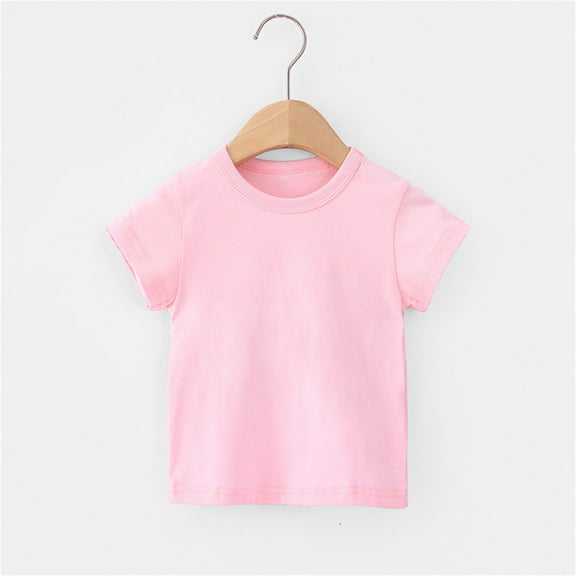 lulshou Toddler Baby Boys Girls T-Shirts Comfortable Solid Color Short Sleeve Cotton T-shirt Top Summer Crew Neck Tees (2-3Years)