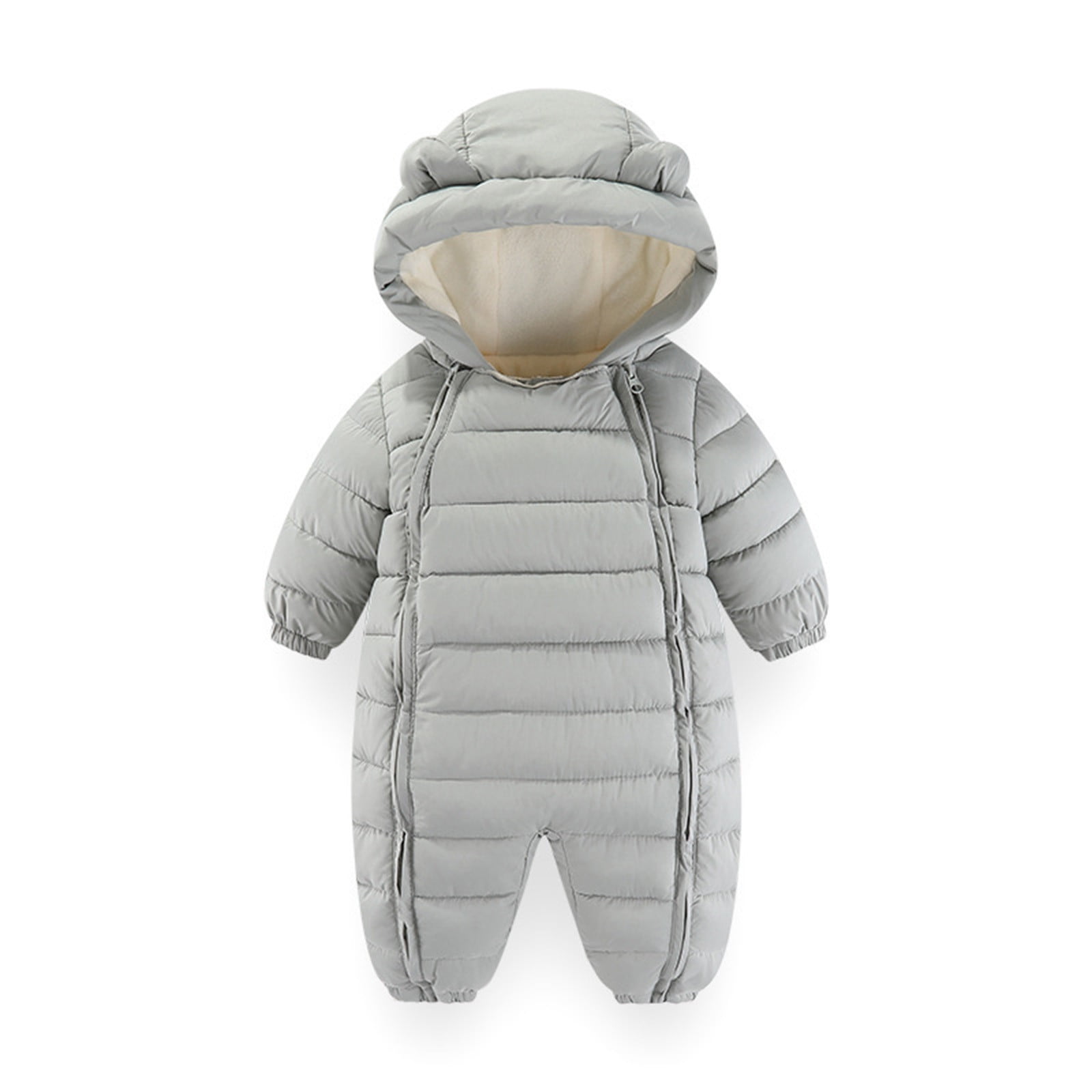 lulshou Toddler Boys Girls Cute Romper Long Sleeve Hooded Jumpsuit Cute Plush Zipper Clothes Thickened Warm Onesie Baby Crawling Clothes