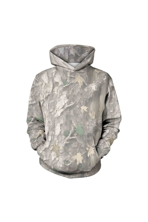 Unisex Hoodies Camouflage Leaf Print Hoodie Men & Women's Fleece-Lined Long Sleeve Sweatshirt with Front Pocket, Cozy Pullover for Outdoor, Camouflage, L