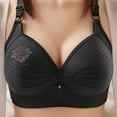 thumbnail image 1 of lulshou Women's Bras Printing Non-Steel Gathering Breathable Underwear Bra Large Size Daily Bra Underwear No Rims Daily Comfort Shaper Bra (Black, XXXL), 1 of 3