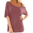 thumbnail image 1 of lulshou Women One Shoulder Tops Off Shoulder T-Shirt Sexy Short Sleeve Skew Collar Blouses 2025 Summer Casual Blouse, 1 of 7