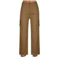 thumbnail image 1 of lulshou Women's Cargo Pants Trousers Work Wear Solid Color Cargo Pants with 6 Pocket Full Pants Casual Work Pants Trousers, 1 of 6