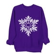 thumbnail image 1 of lulshou Women's Christmas Print Crewneck Sweatshirt Festive Holiday Long Sleeve Pullover Sweater Style Gift for Family, Purple, XL, 1 of 6
