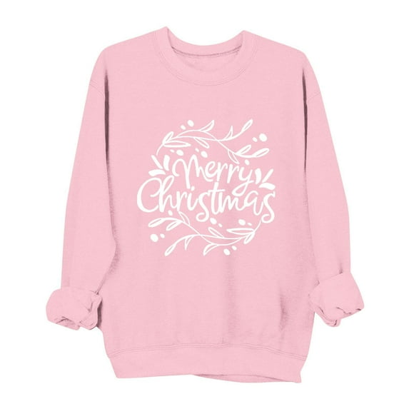 lulshou Women's Christmas Print Crewneck Sweatshirt Festive Holiday Long Sleeve Pullover Sweater Style Gift for Family, XL