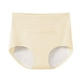 thumbnail image 1 of lulshou Women's Cotton Mid-High Waist Underwear Three-Layer Leak-Proof with Pocket Soft, Breathable & Skin-Friendly, Ideal for Menstrual Period & Overnight Wear, Beige, L, 1 of 3