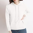 thumbnail image 1 of lulshou Women's Long Sleeve Drawstring Hoodies Sweatshirt Casual Loose Lightweight Pullover Tops with Pocket, White XXXL, 1 of 9