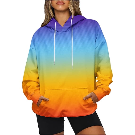 lulshou Women's Long Sleeves Color Block Hoodie Tops Cute Casual Drawstring Hooded Sweatshirt with Pockets Pullover Tops, Multicolor XL