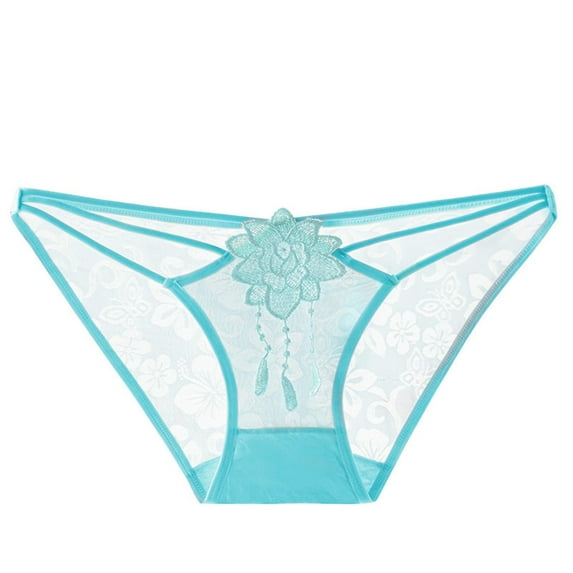 lulshou Women's Mid-Low Waist Briefs Sexy Sheer Lace & Mesh Underwear Soft Comfortable Panties for Women, L