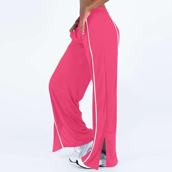 lulshou Women's Pants High Waisted Jogger for Women Stripe Side Lightweight Wide Leg Pants Workout Sweatpants Athletic Joggers Pants Work Pants
