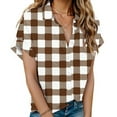 thumbnail image 1 of lulshou Women's Plaid Shirt Fashion Button Shirt Female Lapel Neck Short Sleeves Loose T-shirt Blouse Trendy Casual Checkered Blouse Tops Summer Shirts, 1 of 5