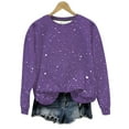 thumbnail image 1 of lulshou Women's Print Sweatshirt - Lightweight Casual Crewneck Pullover, Long Sleeve Bling Shirt for Casual, Purple, L, 1 of 8