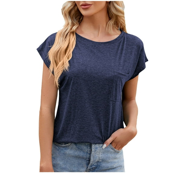 lulshou Women's Summer Solid Color T-shirt Top Short Sleeve Round Neck Tops/Blouses Summer Casual Basic Tees