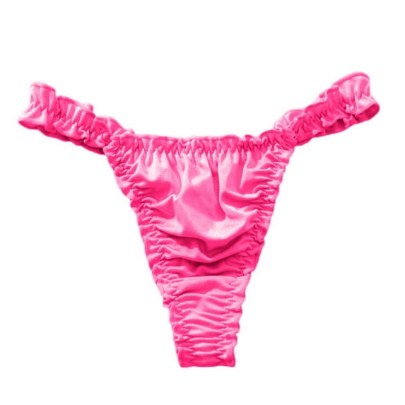 lulshou Women's Thong High Elasticity Sexy Ruffle Lace T-Back Underwear with Single String Womens Underwear, M