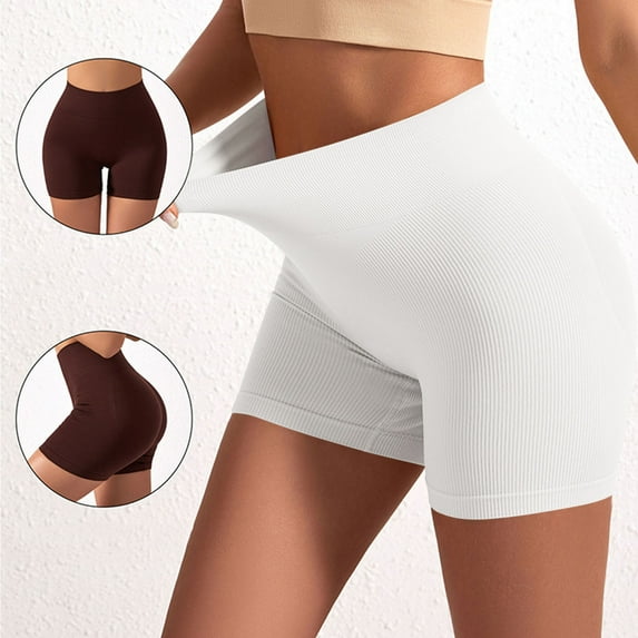 lulshou Women's Yoga Pants Yoga Shorts Women Solid Color High-elastic High Waist Lift The Hip Close-fitting Ventilate Running Body Shaping Short Pants Workout Shorts