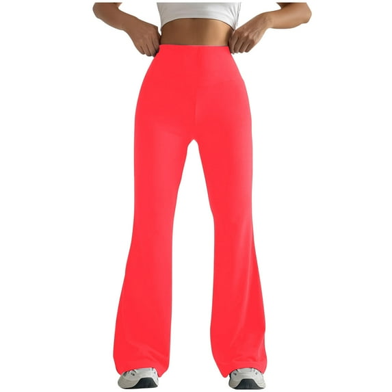 lulshou Women's Yoga Pants Solid Color Tight Fitting Hip Shaping Flared Pants Yoga Pants for Workout, Yoga, Running