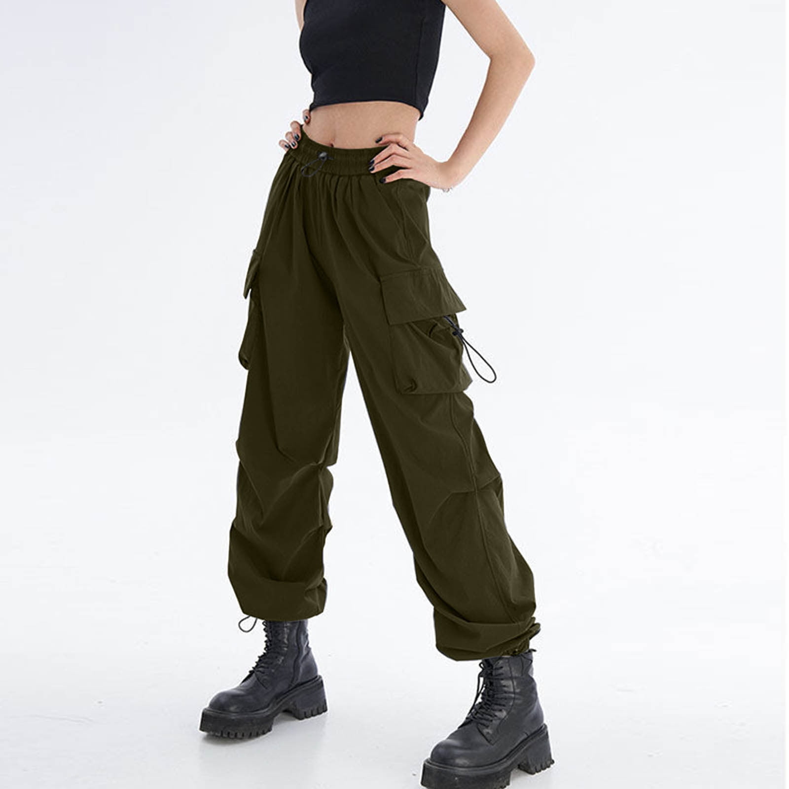 Women's - Low Rise Wide Leg Cargo Pants in Cream | IE
