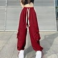 thumbnail image 1 of lulshou Womens Cargo Pants Mid Waist with Pocket Overalls Casual Pants Spring Summer Wide Leg Cargo Pants Business Work Pants, 1 of 7