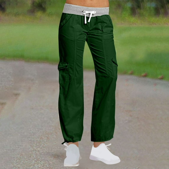 lulshou Womens Cargo Pants Solid Color Pocket Work Pants Comfortable Casual Sweatpants Yoga Pants Straight Trousers Cargo Pants with Pockets