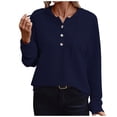 thumbnail image 1 of lulshou Womens Pullover Hoodie Sweatshirts Casual Loose Solid Color Long Sleeved Round-neck Hooded Sweatshirt Tops, Dark Blue XXL, 1 of 6