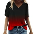 thumbnail image 1 of lulshou Womens Summer Printed Tops V Neck Short Sleeve T-Shirt Top Loose Casual Pullover Tops Ladies Basic Tees Fashion Versatile Tops, 1 of 1