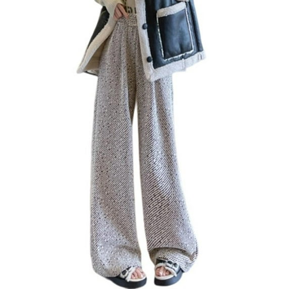 lulshou Womens Sweatpants Fall & Winter Casual Wide-Leg Sweatpants High Waisted Loose-Fit Pants, Versatile for Daily Wear, Beige, S
