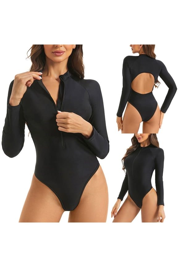 Womens Swimsuits Swimsuit Women Long Sleeve Diving Suit Siamese Summer Beach Surfing Swimwear Plus Size Swimsuit for Women on Clearance