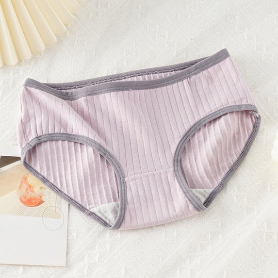 lulshou Womens Underwear Cotton Mid-Waist Soft Skin-Friendly Briefs Breathable & Comfortable for All-Day Wear Women's Panties, Purple, XL