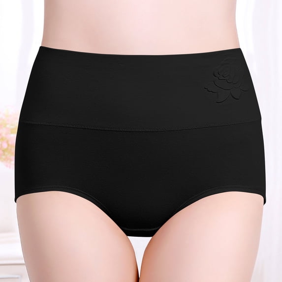 lulshou Womens Underwear High Waisted Booty Lift Underwear Briefs Cotton Comfortable Breathable Plus Size Panties, Black, XXL