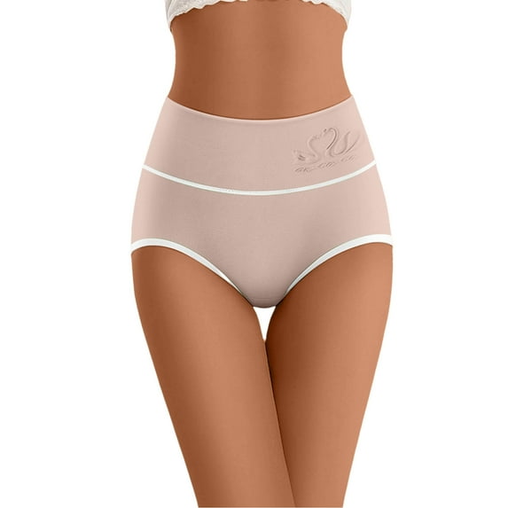 lulshou Womens Underwear High Waisted Panties Booty Lifting Sexy Breathable Soft Briefs Underwear, Beige, S