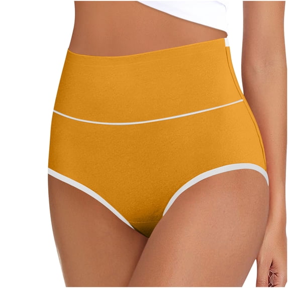 lulshou Womens Underwear High Waisted Panties Booty Lifting Sexy Breathable Soft Briefs Underwear, Yellow, XL