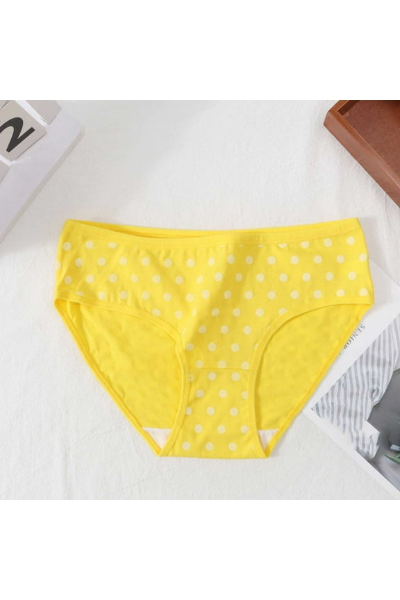 Womens Underwear Mid-Waist Cotton Briefs Breathable Soft Everyday Underwear Women's Panties, Yellow, S