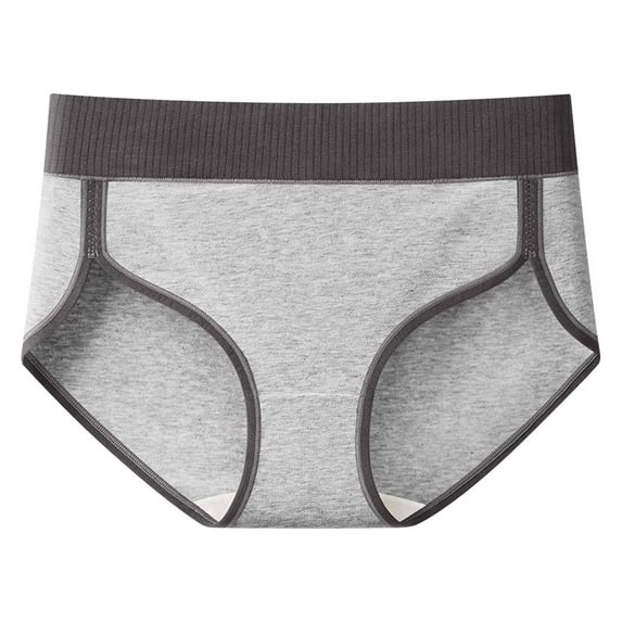 lulshou Womens Underwear Mid-Waist Cotton Briefs Color Block Design Soft Skin-Friendly Fabric Panties for Workouts & Daily, Dark Gray, M