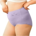 thumbnail image 1 of lulshou Womens Underwear Plus Size High Waisted Solid Color Panties Soft Breathable Comfortable Briefs Underwear, Purple, XL, 1 of 9
