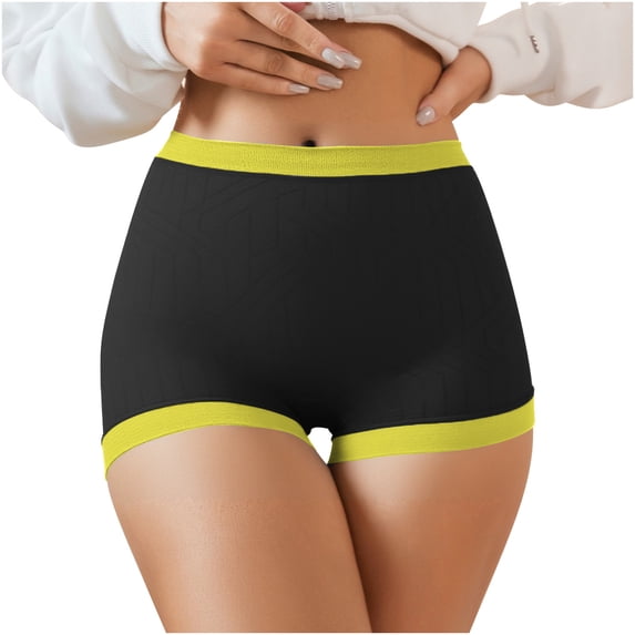 lulshou Womens Underwear Sport Boyshort Panties Breathable Color Block Underwear, Yellow, M