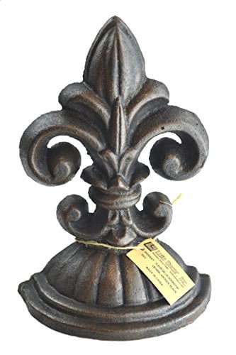 Lulu Decor, Fleur De Lis Sculpture, Door Stop, 2 Lbs, Door Stopper (Antique Black)