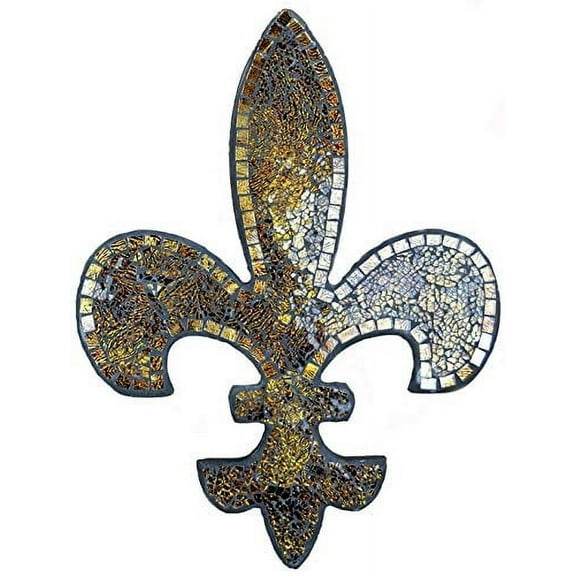 lulu decor, fleur de lis decor, wall decorative plaque, perfect for housewarming gift (amber mosaic)