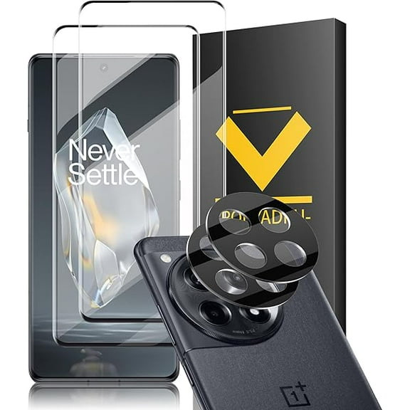 lulufa (2+2 Pcs For OnePlus 12R Screen Protector, Tempered Glass 2 Pcs+ Camera Lens Protector 2 Pcs, 9H Hardness, Support Fingerprint Sensor, Bubble Free, HD Film for Oneplus 12R Screen Protectors