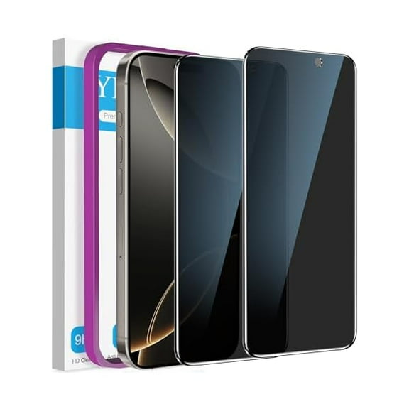 lulufa 2 Pack Compatible for iPhone 16 Pro Privacy Screen Protector Tempered Glass, Anti Spy Privacy Screen for iPhone 16 Pro 6.3 Inch Accessories, Private Case Friendly Film, Easy Installation Tool