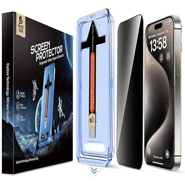 SHANG PIN JIA 2 Pack Matte Privacy Screen Protector For IPhone 15 Pro Max 6.7-Inch Auto Dust Removal, No Bubbles,Anti-Spy Tempered Glass Film, Easy Installation