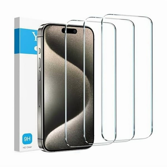 lulufa 3 Pack Compatible for iPhone 16 Plus / 15 Pro Max / 15 Plus Screen Protector Tempered GlassMilitary Grade HD Film Case Friendly